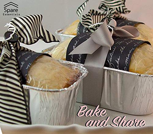 Spare Essentials (55 Pack) 1 Lb Aluminum Foil Mini Loaf Pans Disposable Small Loaf Pans For Baking Individual Bread Loaves, Cake & Meat - 1 Pound Baking Tin Liners - 6 X 3.5 X 2 #TOP3