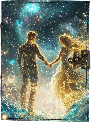 Image of Mr KRAFT Handcrafted A5 120 GSM Premium White Paper Love Couple Holding Hands UV Print Diary Leather Journal with Unique UV Love Print Writing Diary Notebook Unruled Personal Diaries for Men,Women-5x7 (Multicolour4)
