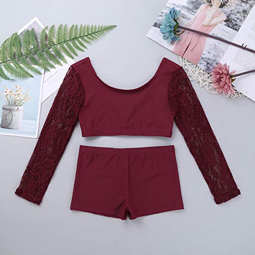 Image of Agoky Kids Girls 2PCS Sports Outfits Ballet Gym Sequins Mermaid Tank Top Shorts Set Tankini Swimwear Gymnastics Tracksuit