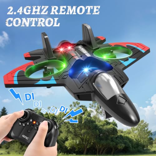 Image of 4DRC V32 Foam RC Airplane Drone with 4 Batteries, 80 Mins Long Flight RC Plane Helicopter Fighter Jet for Kids Adults 8-16, 360 Flip Stunt RC Airplane Helicopter with LED Lights, Gift for Boys