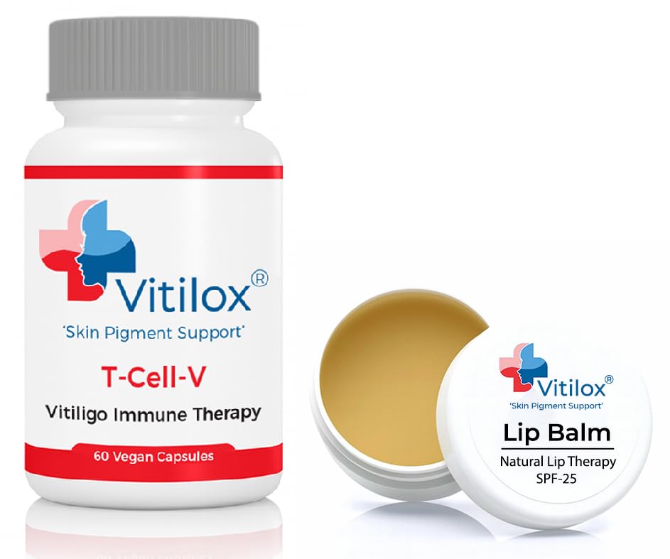 Vitiligo Vitilox® Lip Balm and T-Cell-V Immune Therapy Capsules