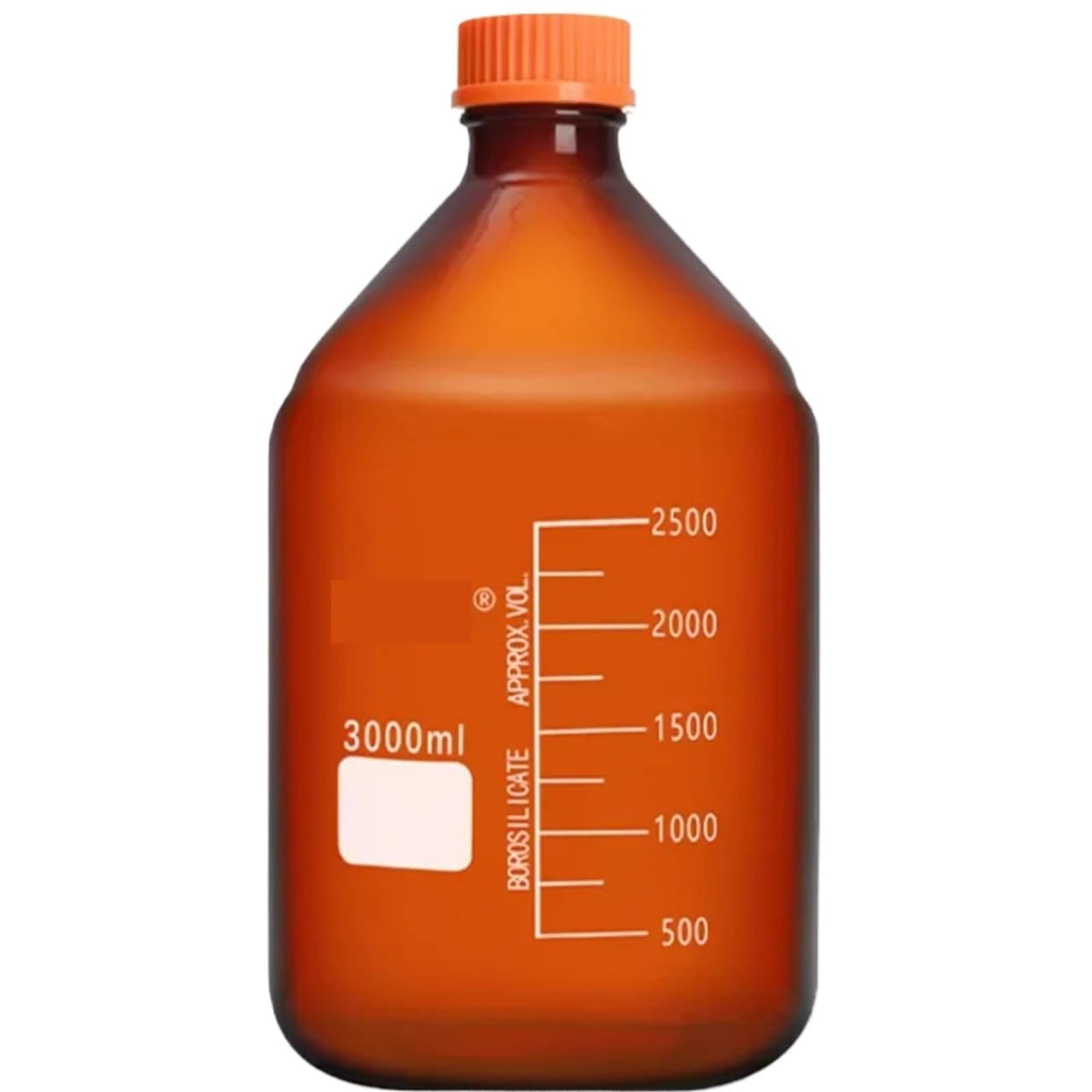 Butelka na odczynniki, Duża bursztynowa szklana butelka testowa z odczynnikiem, zakrętka, gruba ściana, laboratoryjna, skalowana, 2000-20000 ml(2000ml)