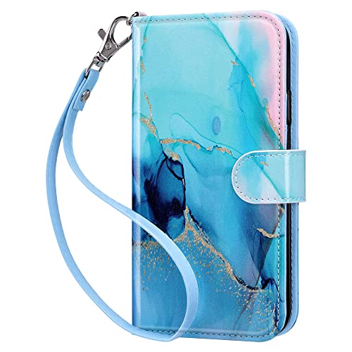 ULAK Funda Billetera iPhone 11 Carcasa Cartera Tapa Flip Magnética de Cuero PU Libro Antigolpes con Tarjetero y Función de Soporte para iPhone 11 6.1 Pulgadas   Azul Mármol