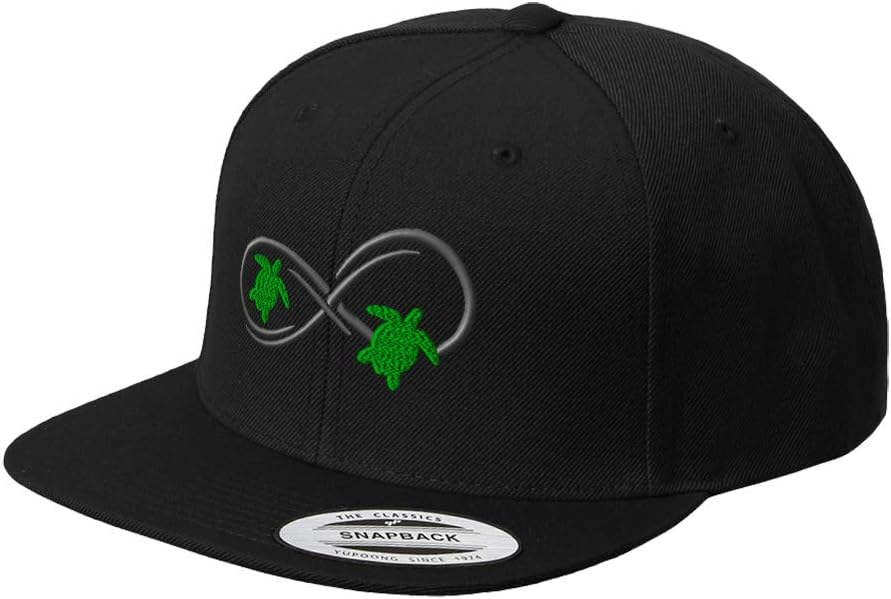 Custom Snapback Baseball Cap Sea Turtle Infinity Couple A Embroidery Snaps