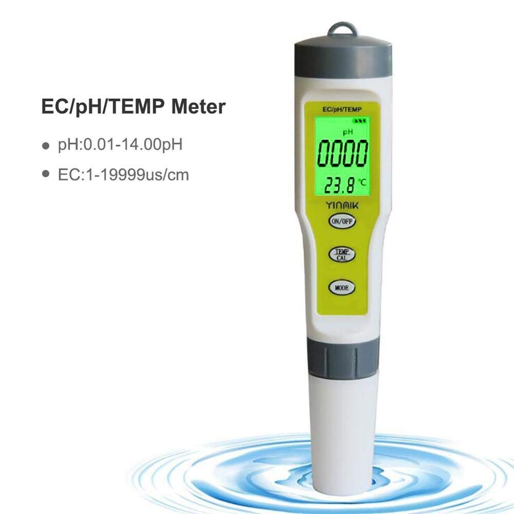 CLEIDE Portatile PH/EC/Temp 3 in 1 Prova Penna palmare PH PH Meter qualità dell'Acqua del Tester for Pool Home qualità dell'Acqua Facile da Usare per Professionisti e Principianti