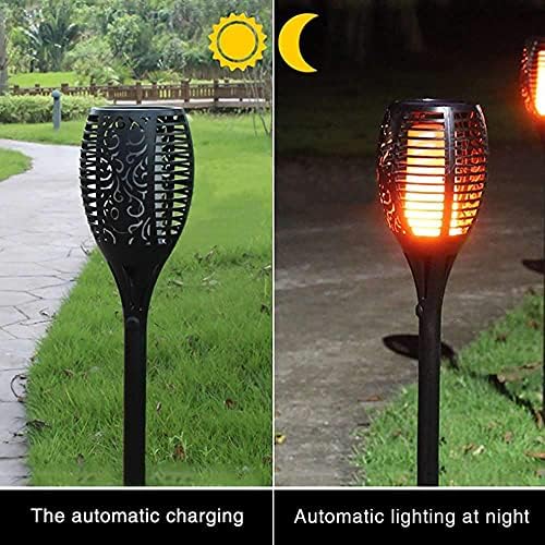 Hobubu Solar Lights Garden Torch Lights, 4 Pack, IP65 Waterproof Flickering Flame Solar Dancing Flame Landscape Decoration Lighting Dusk to Dawn Outdoor Pathway Light for Garden Patio Decor Driveway