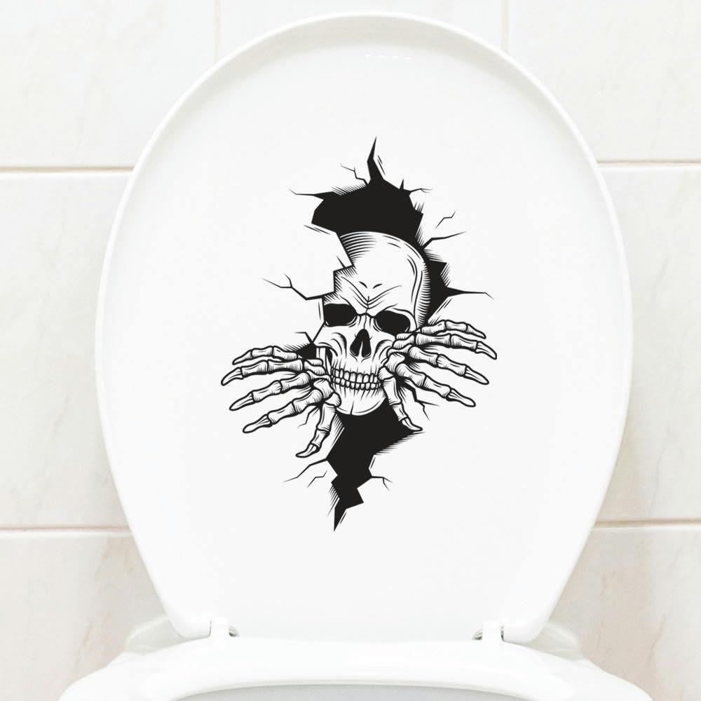 Leniutor Skelett WC Aufkleber - Lustiger Schädel Toilettensitz Aufkleber Wasserdicht