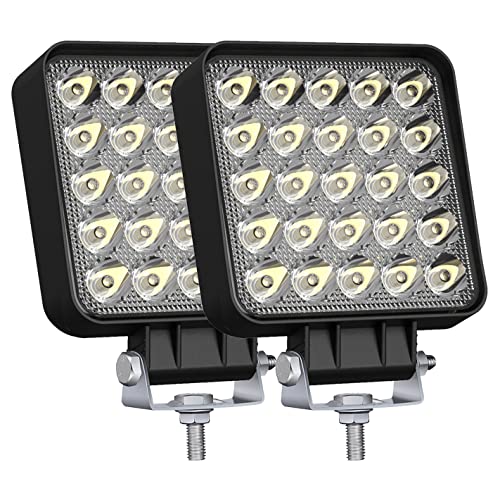 Image of SAN YOUNG LED Boat Lights for Truck, 4 Inch Light Pods 75W 7200lm 12V 24V Flood Beam Square Car Grille 4x4 LED Boating Light, Pack of 2