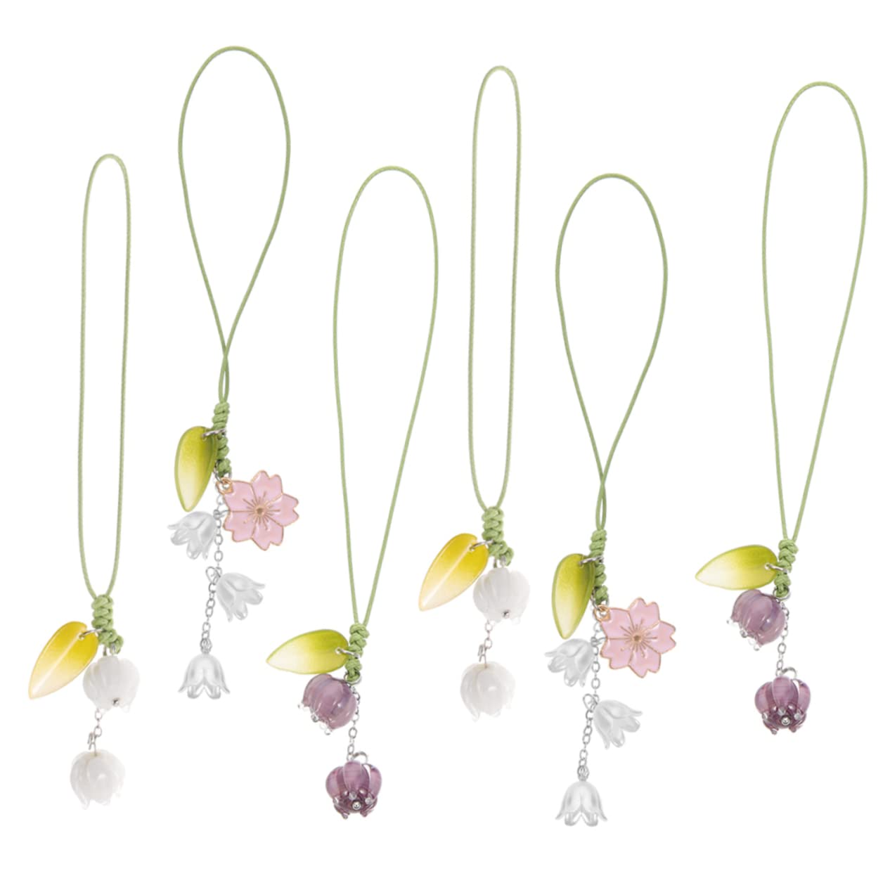 ABOOFAN 30piezas Lanyard De Teléfono Colgante De Flor De Accesorios Coloridos Para Móviles Cámaras y Llaveros Diseño Creativo