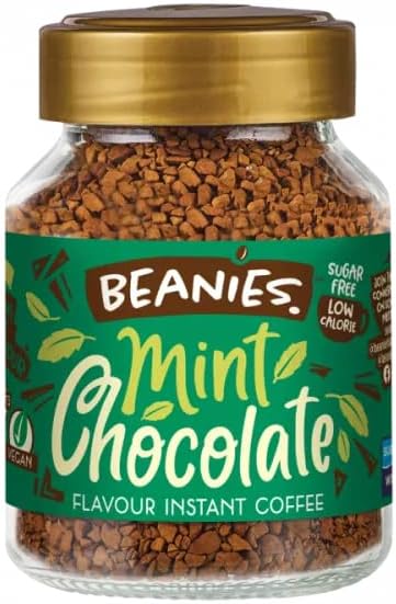 Beanies The Flavour Co Flavoured Instant Coffee Powder-Mint Chocolate Hot & Cold Coffee Makes 25 Cups 100% Arabica Light Roasted Coffee Sugar Free . Bottle (Mint Chocolate),200 Grams