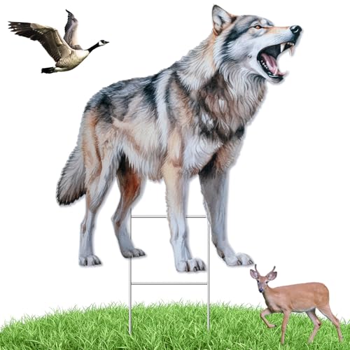 Qualirey Coyote Decoy for Geese Deterrent 27.5 x 26 Inch Fake Coyote Predator Decoy Repellent Devices to Scare Goose Deer Keep Away Small Animals Yard Garden Pests