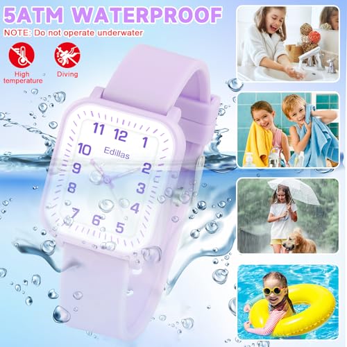 Image of Edillas Kids Teens Watch Analog Girls Boys, Waterproof Stylish Watch for Children,Students with Soft Silicone Strap for Kids Teens 4-16 Years Old