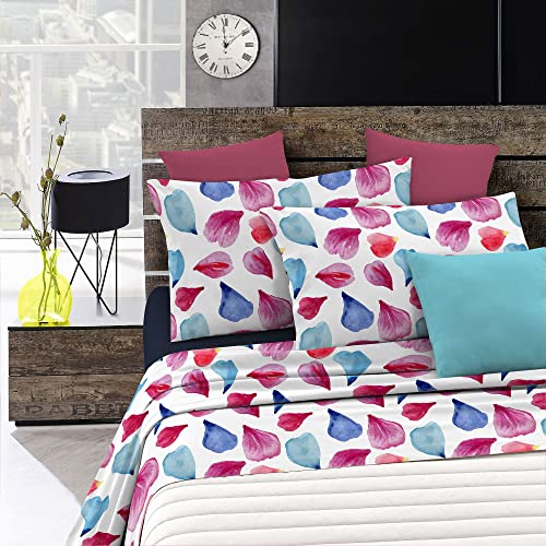 Italian Bed Linen MB Home Italy “Fantasy” Bed Sheets Set, Petali, Double