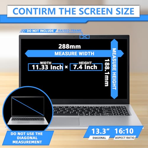 Image of Magnetic Laptop Privacy Screen 13.3 Inch 16:10, Removable Privacy Filter | Compatible with Samsung HP Dell Asus Acer Sony Lenovo LG Thinkpad Toshiba, Anti Spy, Anti Glare, Blue Ray Reduction