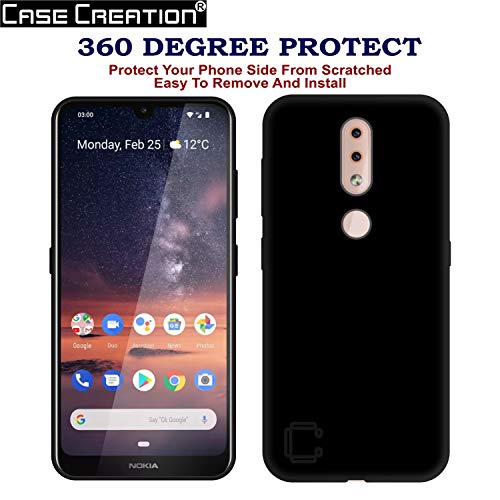 Image of Case Creation Compatible with Nokia 4.2 2019 Back case, Nokia 4.2 Slim Flexible Smart Look case with 360 Camera All Angle Protection (Pure Black)
