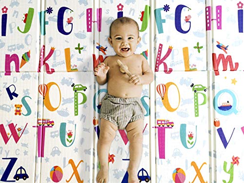 Tapis de Jeu Pour Bebe 180x200x1,5cm Tapis de Sol XXL en Mousse Epais Pliable Reversible - Tapis d'éveil pour Bébé et Enfant