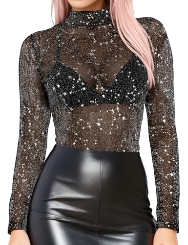 Image of Buauty Sheer Tops for Women,Mesh Fishnet Tops Plus Size,Stylish and Sensational Mesh Blouses for Fashion-Forward Ladies