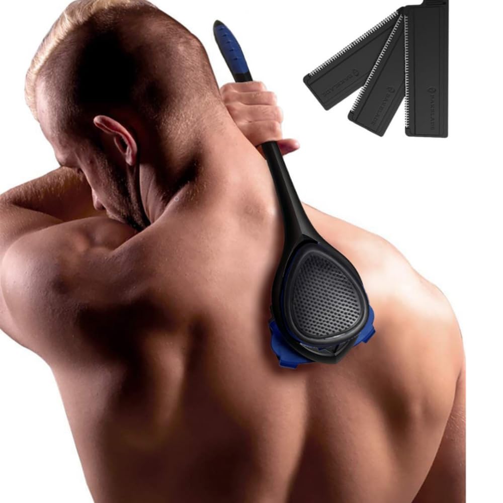 3.0 Stealth - Back Shaver for Men, Extra Long 23" Ergonomic Handle for a Close, Pain-Free Shave | The Ultimate Back Hair Remover for Men, +3 Extra Back Blade Refills