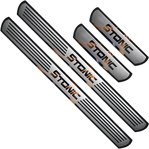 4 pièces Seuil de Porte pour Kia Stonic 2017-2021,Acier Inoxydable Barres De Seuil De Anti-dérapant Protecteur Anti-éraflure De PéDale De Porte Accessoire de Style Cover