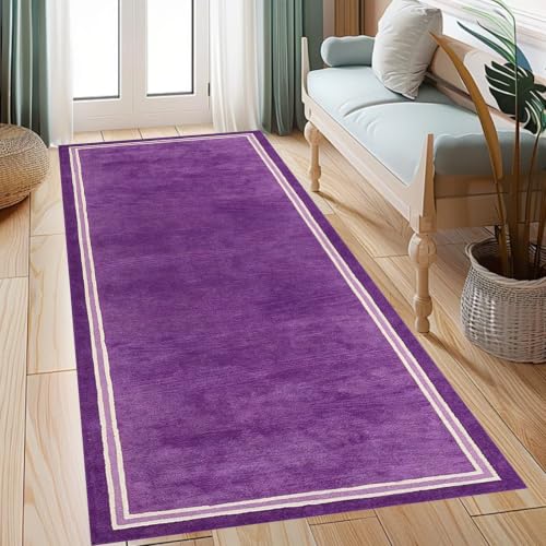 Alfombra de pasillo antideslizante morada de 90 x 200 cm lavable para cocina 6