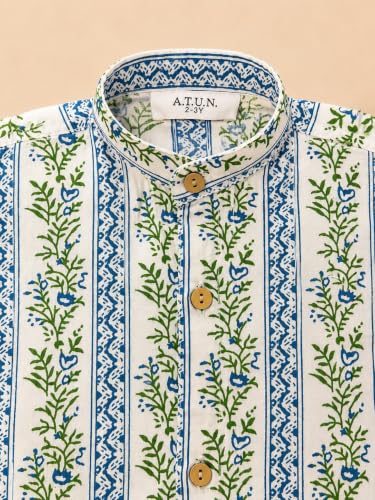 Image of A.T.U.N. (ALL THINGS UBER NICE) Boys 100% Cotton Printed Shirt | Half Sleeve Smart Casual Shirt for Kids | Soft Breathable Button Placket Top for Boys