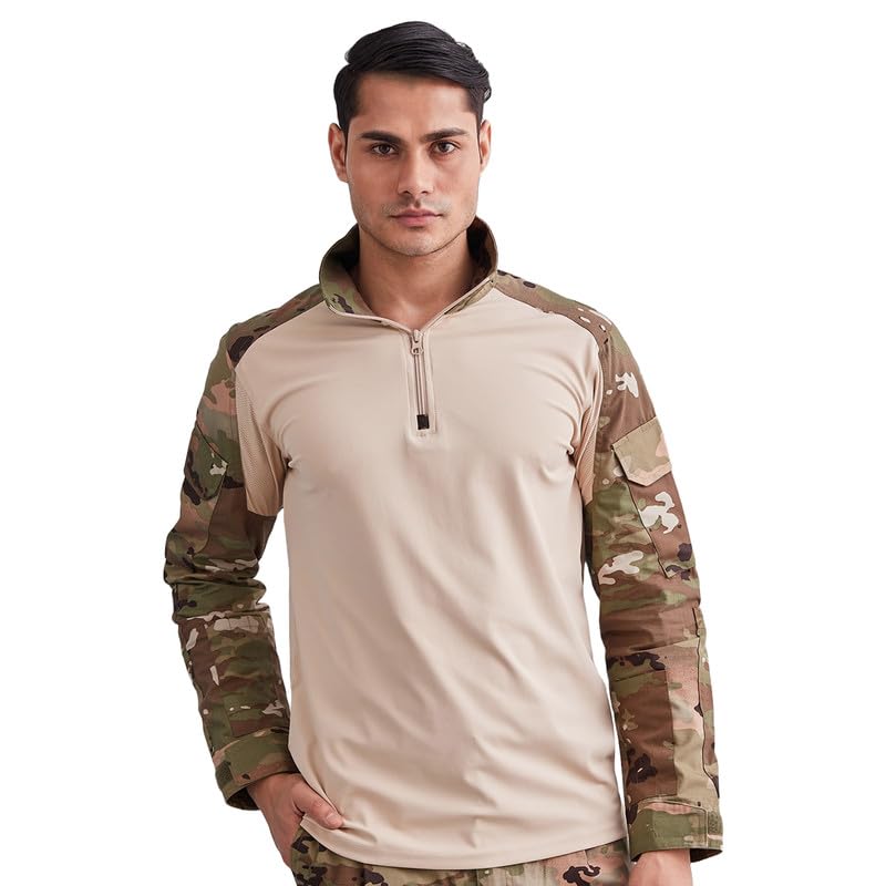MOUNTMILLERMen's Camouflage Printed Full Sleeve Ripstop Tactical Polo T-Shirt | Anti-Odor | Moisture-Wicking | Breathable | UV Protective| Ideal for Outdoor, Hiking & Trekking