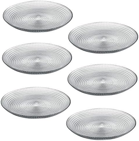 Queensway Home & Dining Dinner Dessert Stackable Serving Clear Glass Plate Dish Set of 6/12 (6 x Dessert Plate)