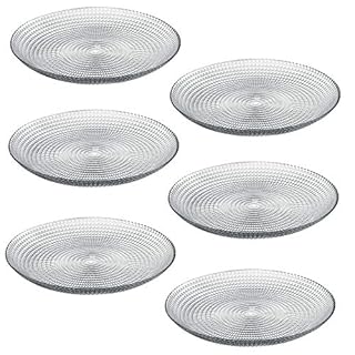 Queensway Home & Dining Dinner Dessert Stackable Serving Clear Glass Plate Dish Set of 6/12 (6 x Dessert Plate)