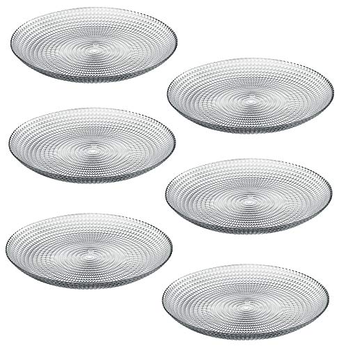 Queensway Home & Dining Dinner Dessert Stackable Serving Clear Glass Plate Dish Set of 6/12 (6 x Dessert Plate)