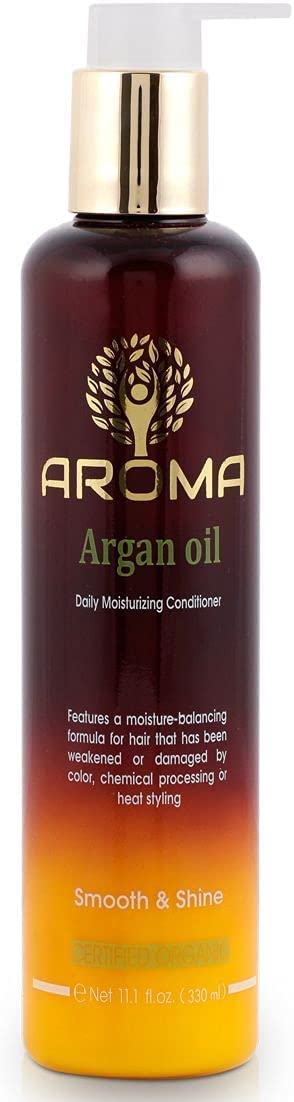 AROMA - 100% Pure Sertified Organic Moroccan Argan Oil for Hair - Cold Pressed, Unscented - All Natural Moisturizer - Repairing for All Hair
