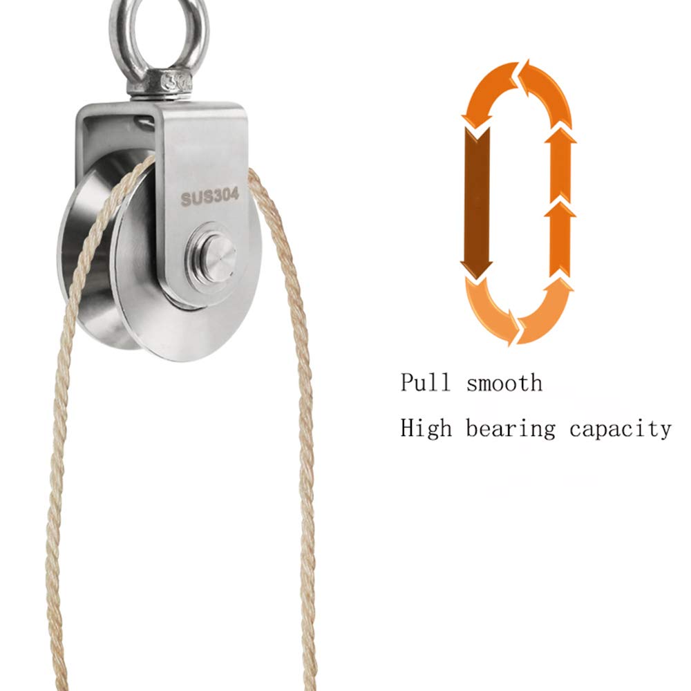 304 Stainless Steel Pulley, V-Shaped Load-Bearing 350 kg Wire Rope Crane Traction Fixed Wheel Lifting Bearing Pulley Bearing Single Wheel, Traction Pulley, High Load-Bearing Pulley