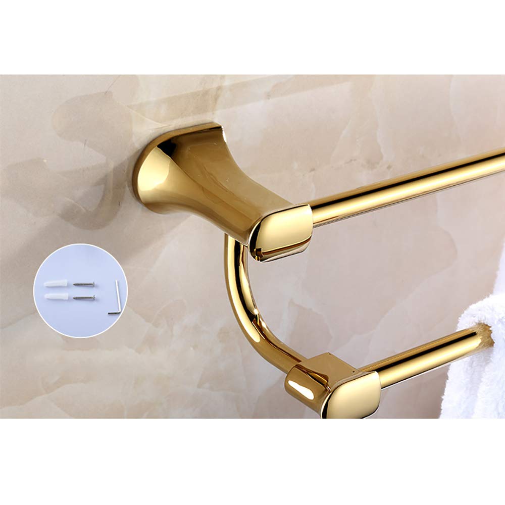 Toalleros de Barra de Pared, Toalleros de Baño de Latón Oro Cepillado Estante de Toalla Accesorios de Baño para Cocina, Baño, Instalación de Tornillos