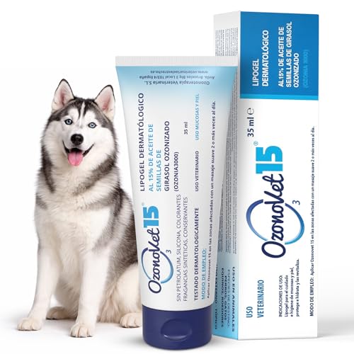 Gel Cicatrizante Ozonizado Para Perros y Gatos Alivia Picor Dermatitis Alergias Heridas y Quemaduras - Cicatrizante Hidrata Sin Dejar Efectos Secundarios Ni Contraindicaciones - 35 ml - 1 Unidad