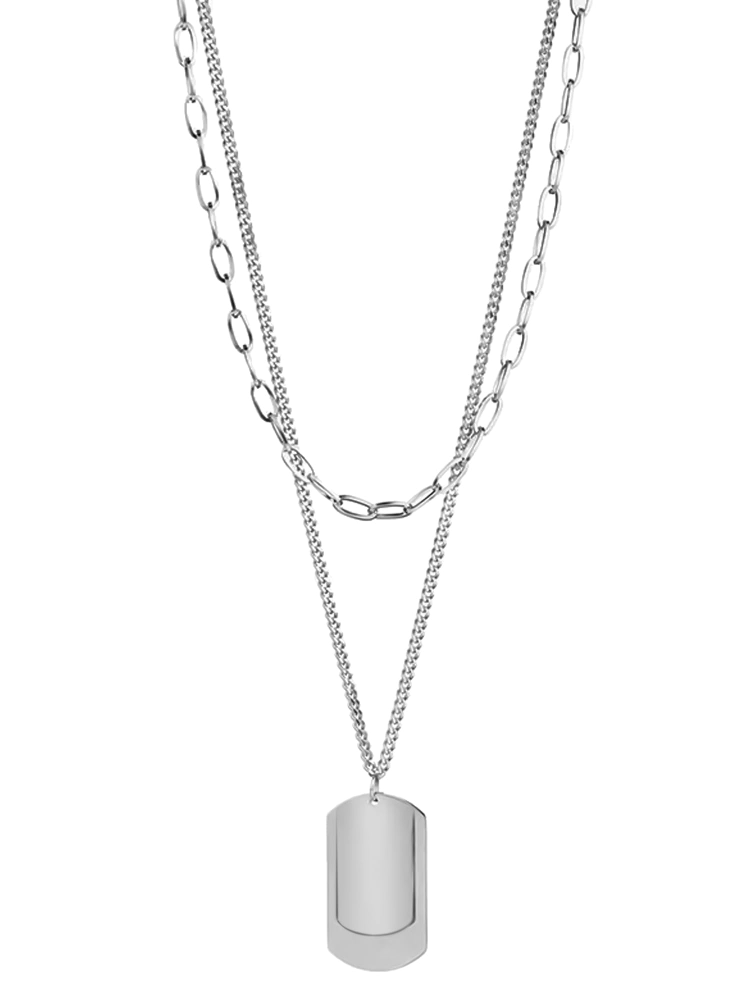 yellow chimes Silver Chain Pendant for Men | Layered Dog Tag Neck Chains for Men | Urban Edge | Fashion Accessories for Men | Birthday Gift for Men and Boys Anniversary Gift for Husband-picture-18