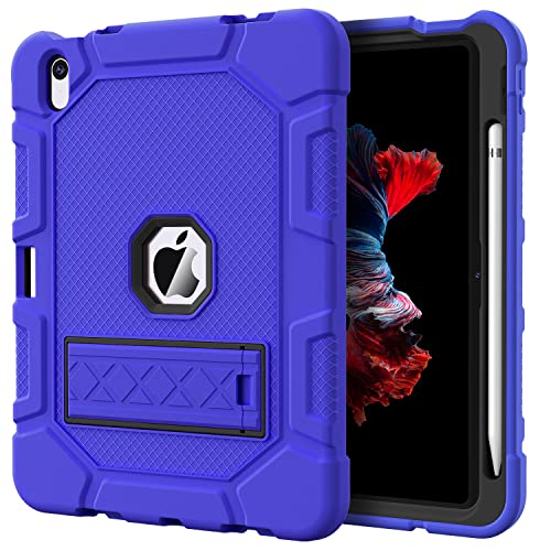 Image of Azzsy Case for iPad (A16) 11th Generation 11 Inch 2025 / iPad 10th Generation 10.9 Inch 2022, [Built-in Pencil Holder] Heavy Duty Shockproof Rugged Protective Case, Blue