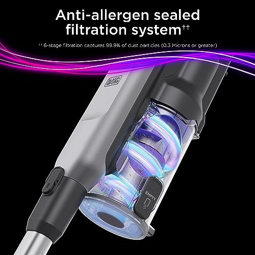 Image of BLACK+DECKER Cordless Vacuum, Stick Vacuum Cordless for Hardwood Floor and Carpet, LED Floor Lights, Bagless, Lightweight Portable, Removable Floorhead, SUMMITSERIES (BHFEA640WG)