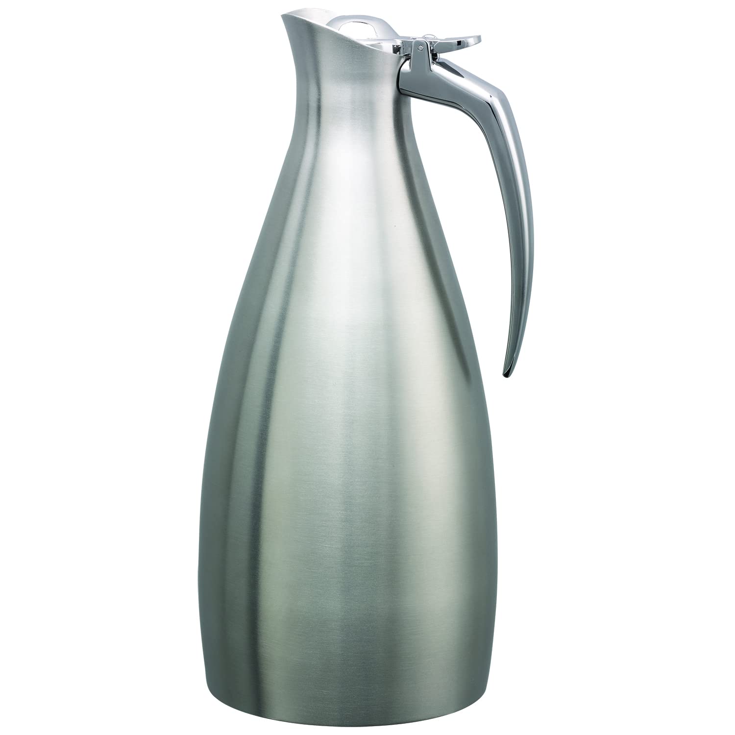 Service Ideas ALTU15BS Altus Carafe Pitcher, Stainless Steel, Flip Top lid, 1.5 Liter, 50.7 Ounces, Dishwasher safe, NSF certified, Brushed finish with polished accents