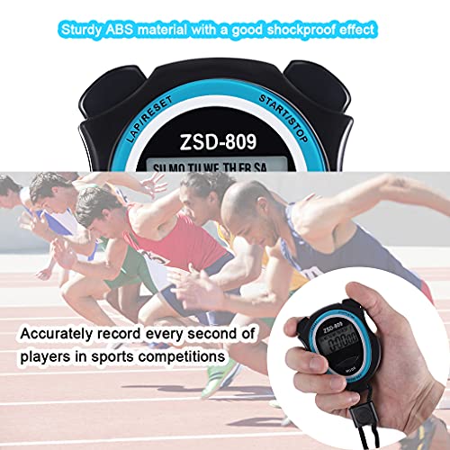 2Pcs Stopwatch - Digital Stopwatch Timer With Lanyard, Handheld Stop Watches Timer With Alarm & Calendar, Shockproof Sports Stopwatch For Coach Referee Swimming Running #TOP3