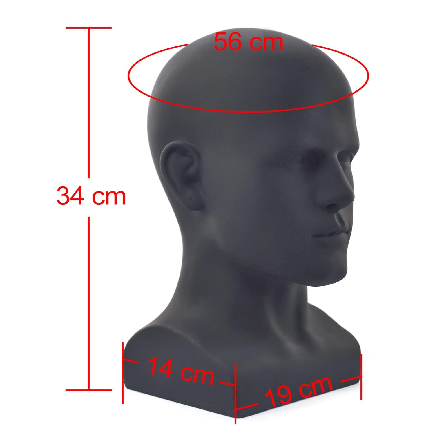 Testa manichino maschile testa professionale manichino per display parrucche cappelli cuffie maschera occhiali da sole gioielli e supporto display Scravat (nero opaco)