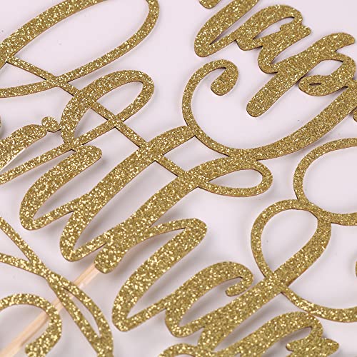 Arokippry Happy Birthday Cake Topper, Golden Glitter Happy Birthday Cake Decorationsuitable For Party Decoration For Anniversary/Birthday #TOP7