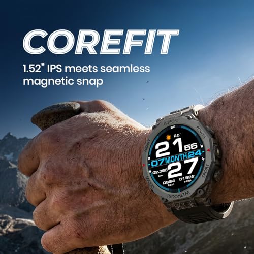 Image of Toreto Corefit Smartwatch with 1.52 inch HD IPS Display, IPX65 Water Resistant, Multi-Sports Tracking, Built-in Flashlight, Bluetooth Calling v5.0,10 Days Standby, Wireless Charging (Black)