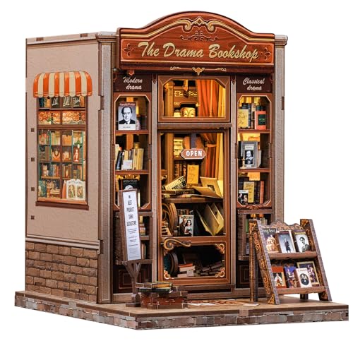 CUTEBEE Book Nook Kit - Casa Delle Bambole in Miniatura DIY per Adulti, Stile Miniature da Costruire di Legno Puzzle 3D Drammatico Classico, Regali per Familiari e Amici (The Drama Bookshop)