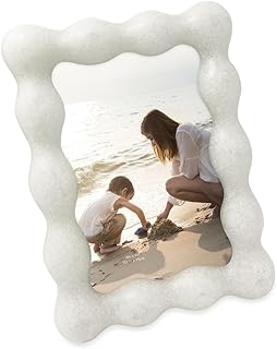 Isaac Jacobs 4x6 White Resin Picture Frame, Elegant Undulating Curve Des...