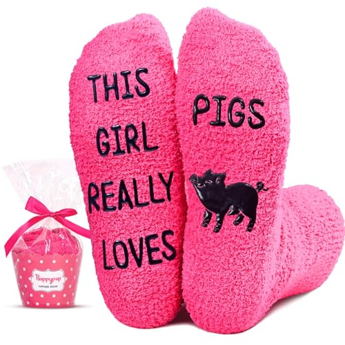 HAPPYPOP Novelty Animal Gifts for Women - Fuzzy Cow Horse Pig Duck Socks for Animal Lovers - Main Image