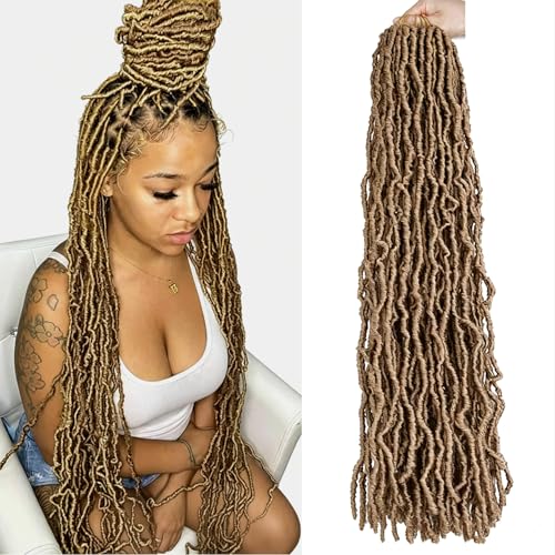 30 Inch Soft Locs Crochet Hair Pre Looped 7 Packs Faux Locs Crochet Braids Goddess Locs Dreadlocs Synthetic Hair For Black Women (27#, 30 Inch (Pack of 7))