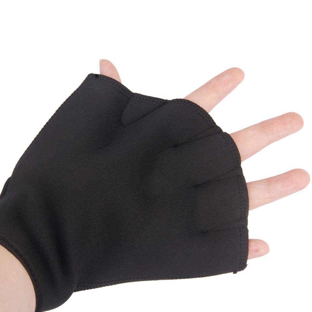 Moonlove 1 Pair Aquatic Gloves with Adjustable Wrist Strap, Swimming Webbed Gloves Swim Fins Paddle Sports Surfing Diving Hand Wear for Aquatic Fitness Water Resistance Training Women Men Children