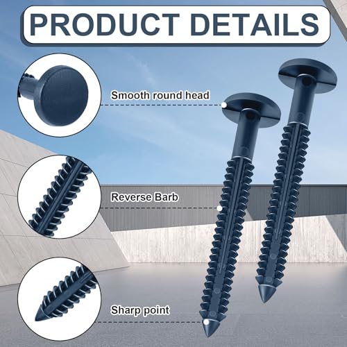 Image of Blulu 60 Pcs 3 Inch Vinyl Shutter Fastener Window Panel Peg Lok Pin Pegs Screws Shutter Spikes Anchor (Classic Blue)