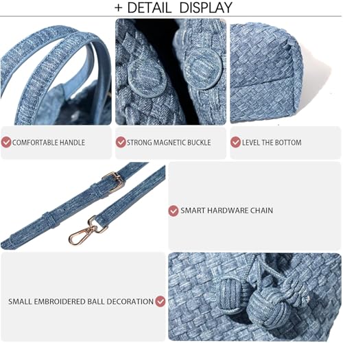 Image of Woven Tote Bag for Women, Hobo Bag for Work, Large Beach Travel Handbags and Purses, Retro Shoulder Bag, Shopping Bag