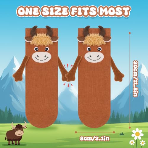 Image of Magnetic Holding Hands Socks -Funny Cow Animal Socks That Hold Hands Friends Gifts for Women Teen Girls Kids Birthday