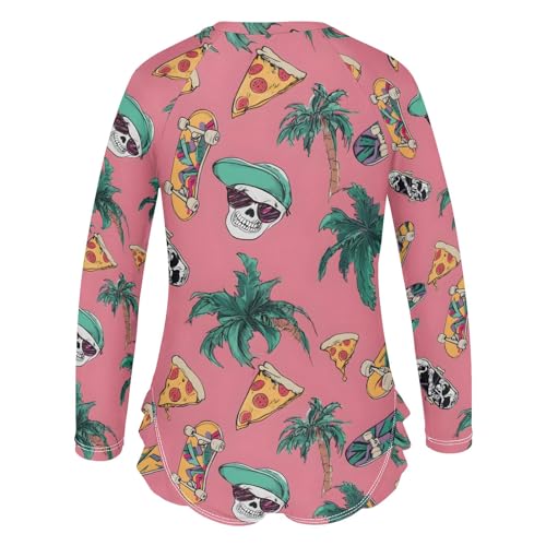 ALAZA Toddler Swimsuit Girl Bathing Suit Swimwear Rash Guard Skull Pizza Long Sleeve 3T3